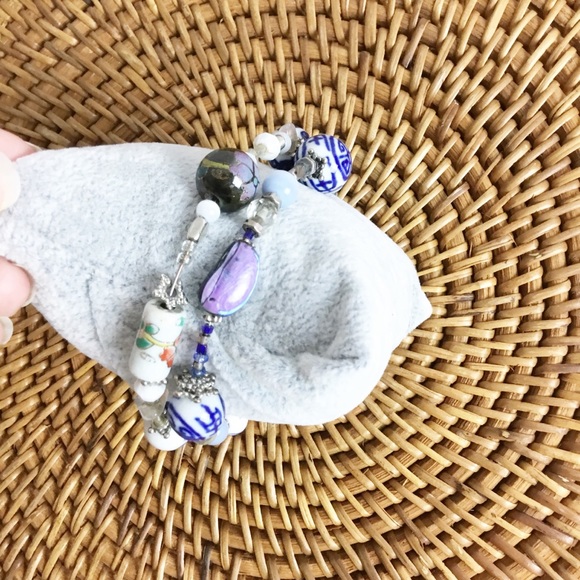 Set Of 2 Beaded Blue Bracelets - Picture 4 of 4